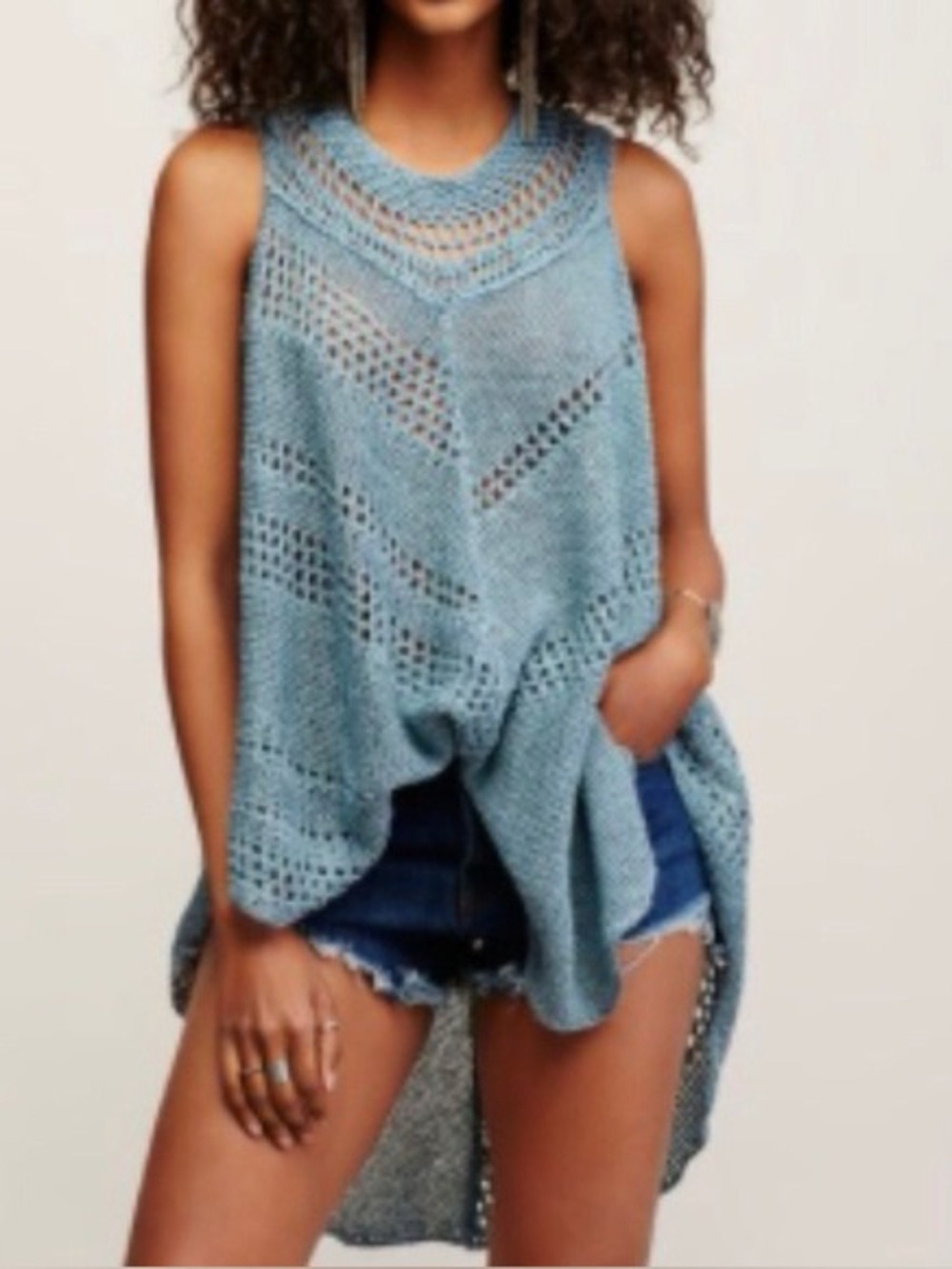 NEW Free People Rhiannon Poncho in turquoise M